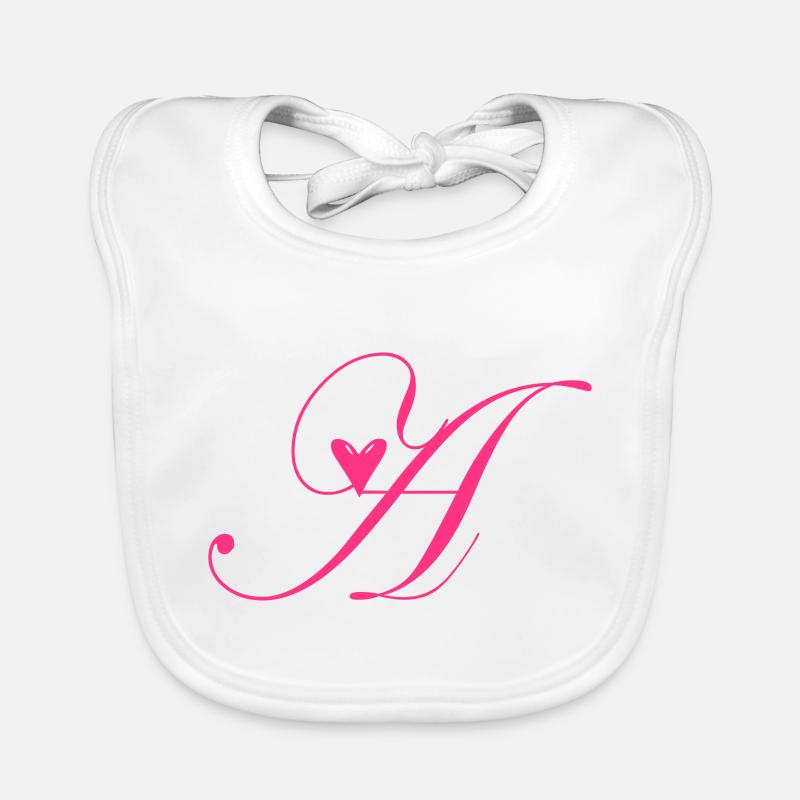 Monogram A Heart Vine Organic Baby Bibs