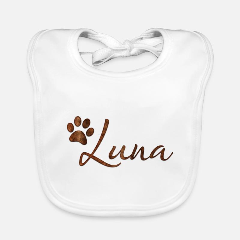 Conception de fourrure de chat de chien de nom de Luna avec la patte Bavoir bio Bébé