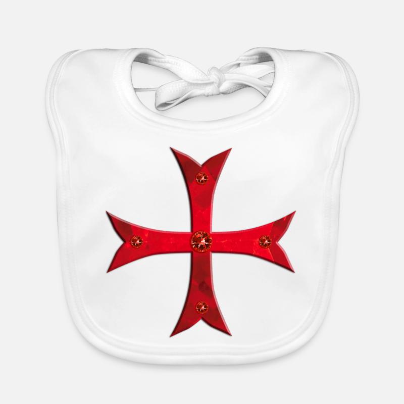 Templar cross red rubies Organic Baby Bibs