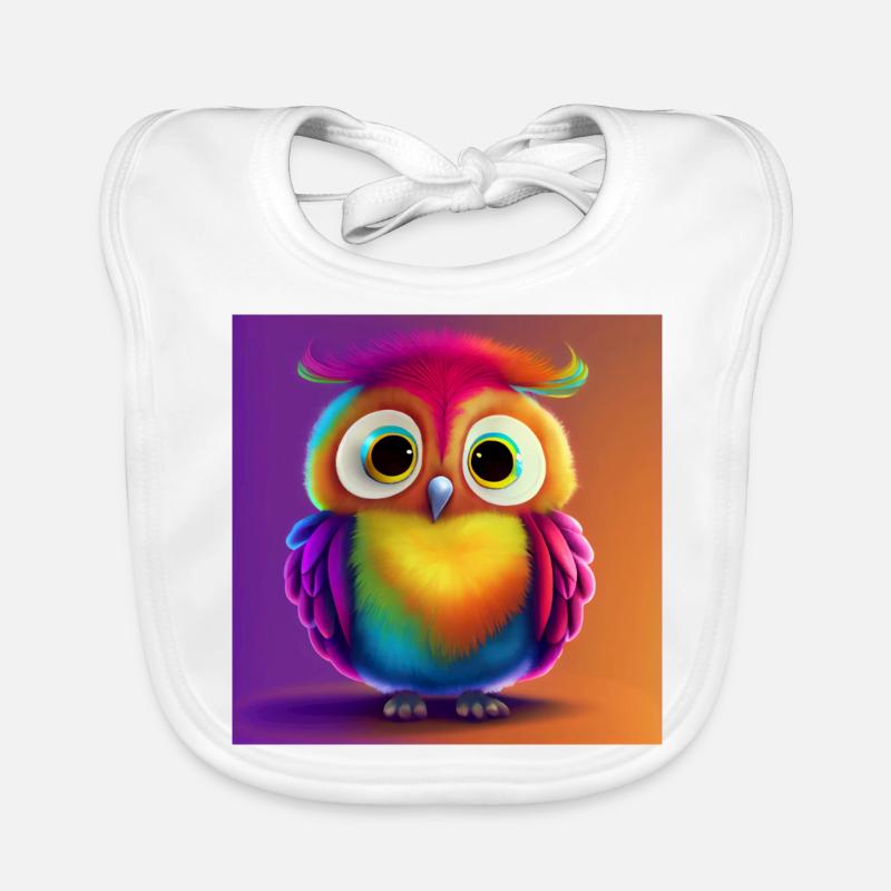 Colourful Cute Owl T-shirt Organic Baby Bibs
