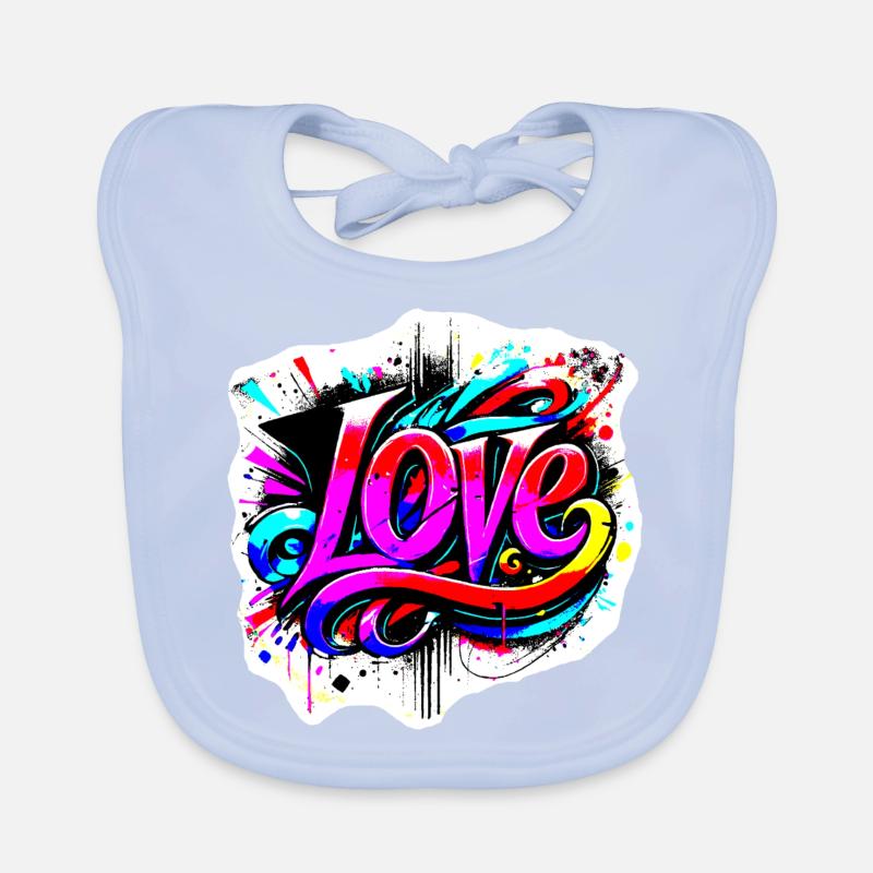 Love Graffiti Lettering Organic Baby Bibs