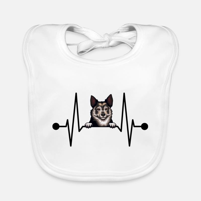 Swedish Vallhund Västgötaspets Heartbeat Peeking Organic Baby Bibs
