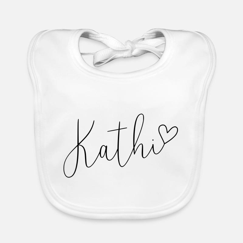Kathi Name Vorname Mädchen - Baby Bio-Lätzchen - Weiß