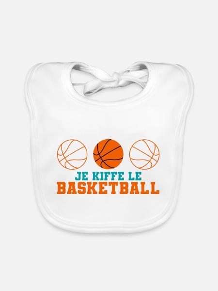 Je kiffe le Basketball - Bavoir bio Bébé - blanc - Devant