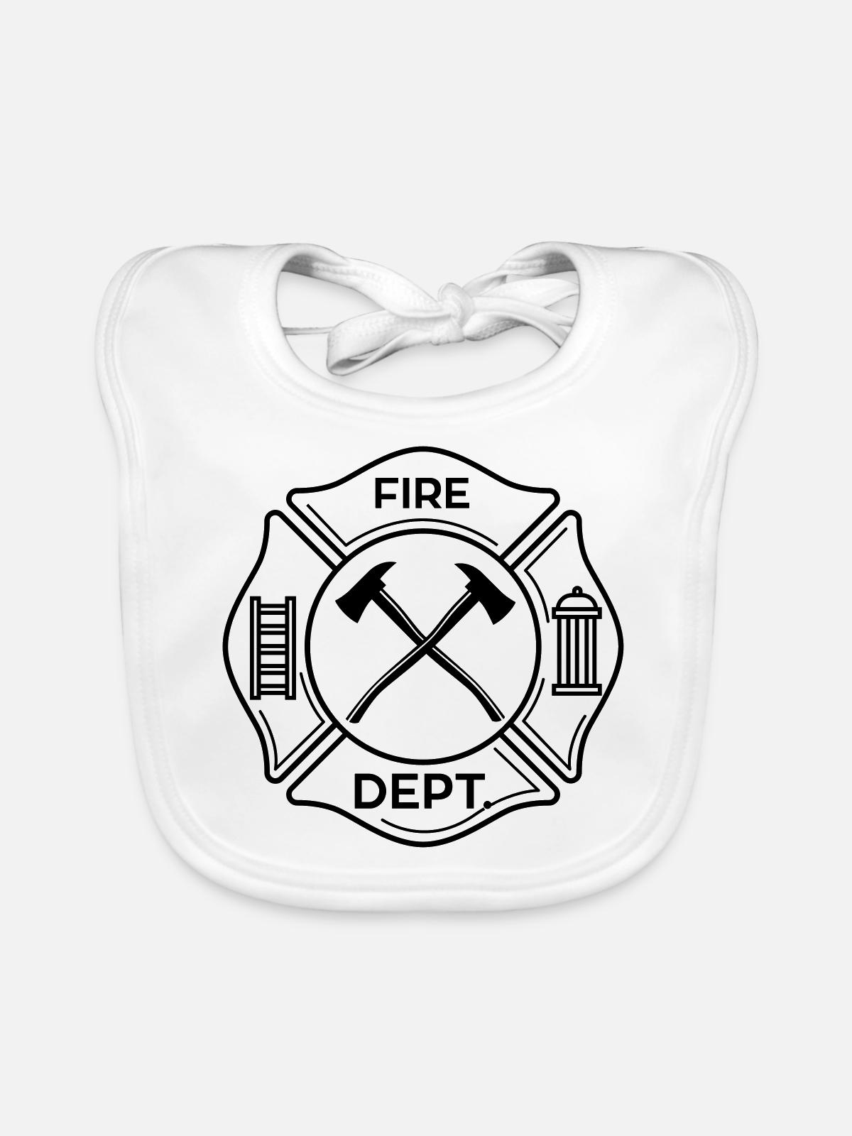 Caserne de pompiers - Bavoir bio Bébé - blanc - Devant