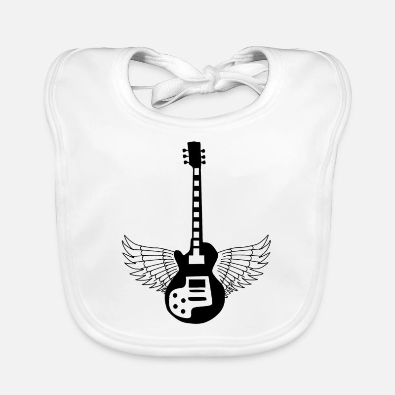 guitare - Bavoir bio Bébé - blanc