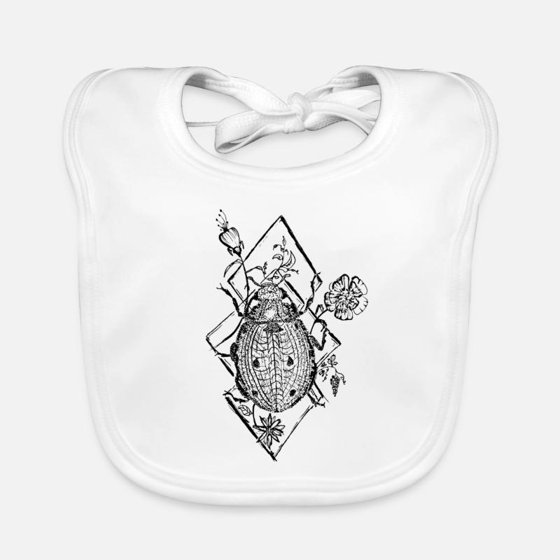 Ladybug summer gift flower dotpainting cool - Organic Baby Bibs - white