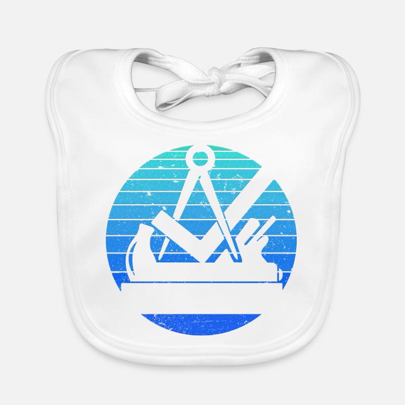 Retro vintage carpenter carpenter artisan blue Organic Baby Bibs