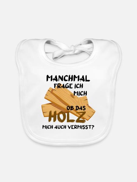 Holz geschenk - Baby Bio-Lätzchen - Weiß - Vorne