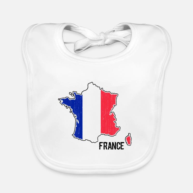 France Flag Map Outline Organic Baby Bibs
