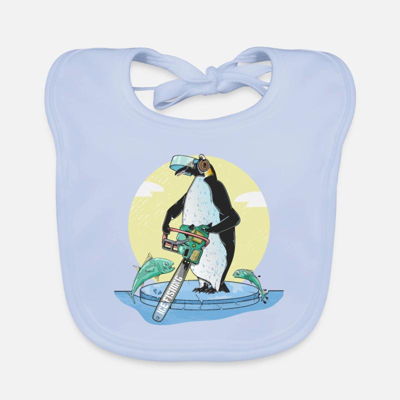 Pinguin-Eisfischen Baby Bio-Lätzchen