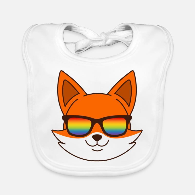 Renard avec lunettes de soleil arc-en-ciel Bavoir bio Bébé