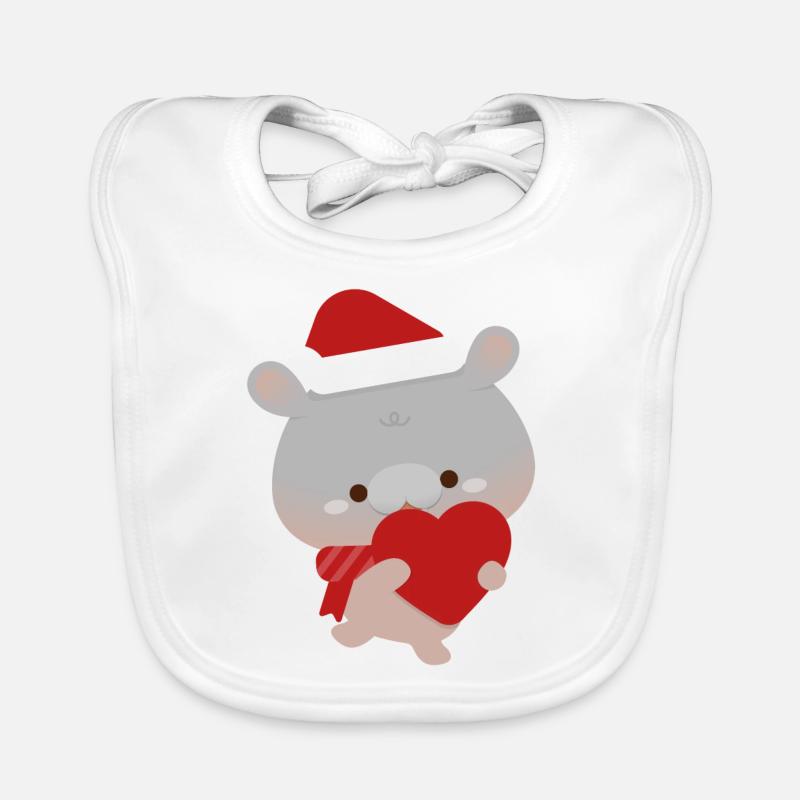 Moo Deng Pygmy Hippo Christmas Love Organic Baby Bibs