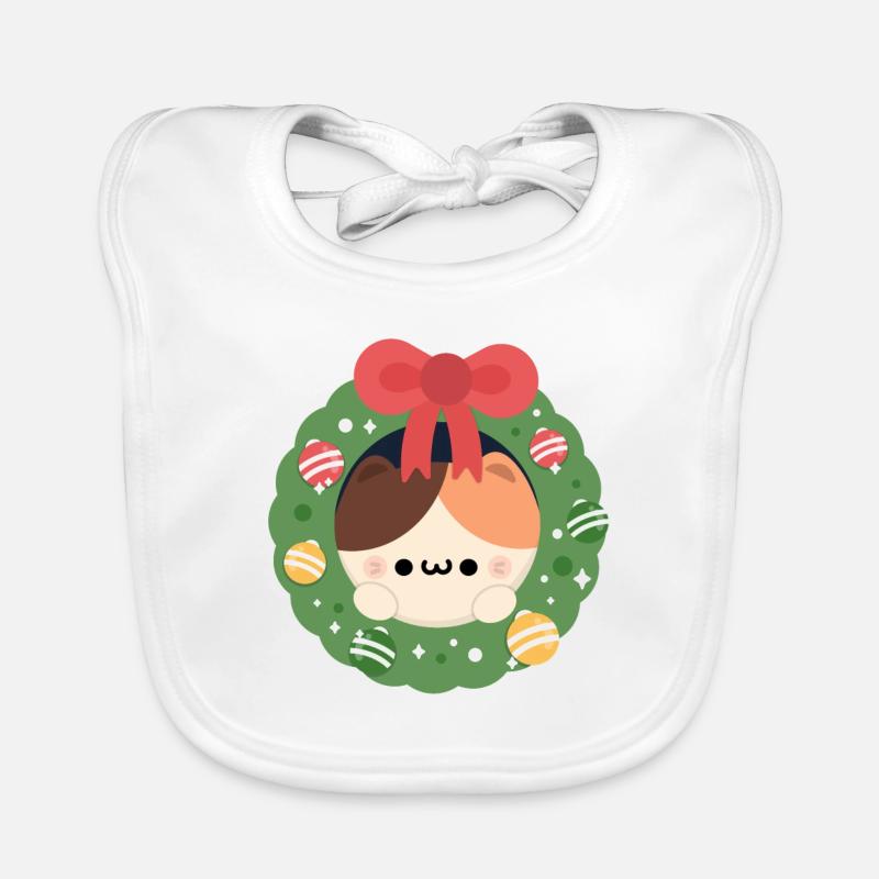 Tortie Cat Christmas Organic Baby Bibs
