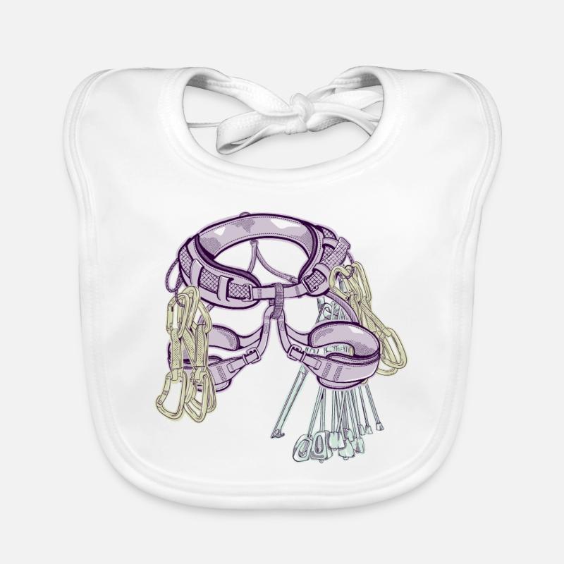 Trad climbing gear and harness Organic Baby Bibs