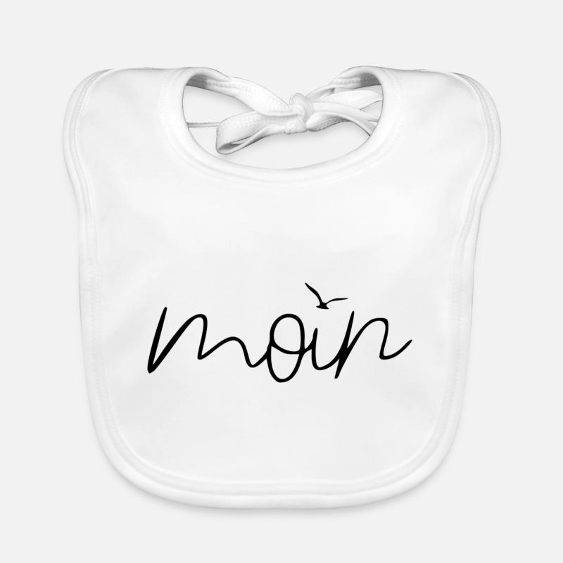 moin mit Möwe über dem i - Vorderseite Baby Bio-Lätzchen