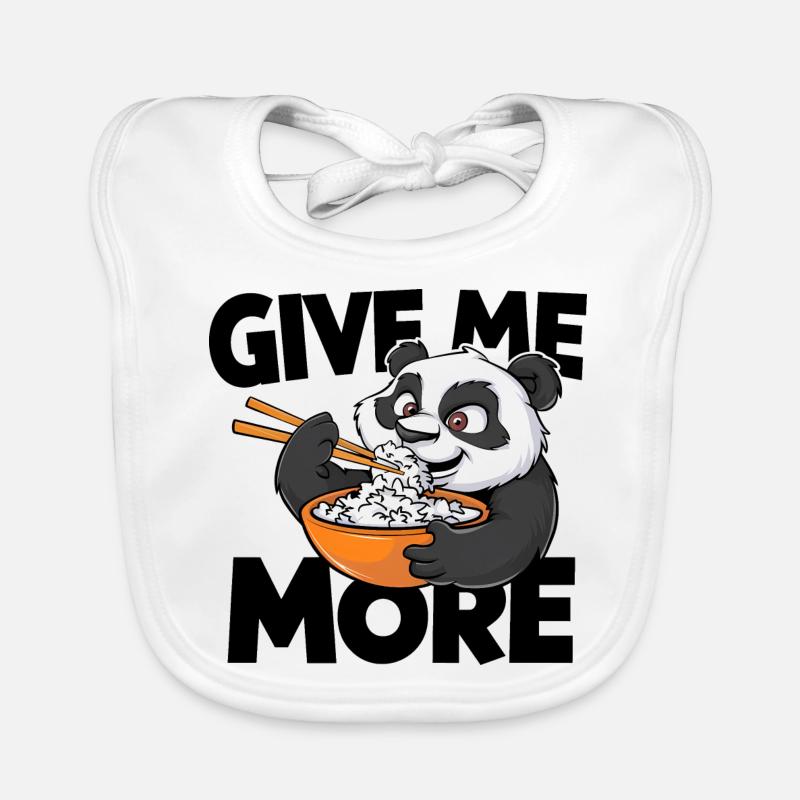 Panda Eating Rice Organic Baby Bibs