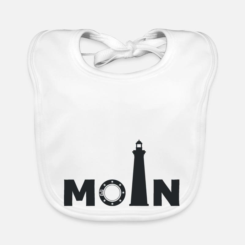 Am Leuchtturm sagt man "Moin" Baby Bio-Lätzchen