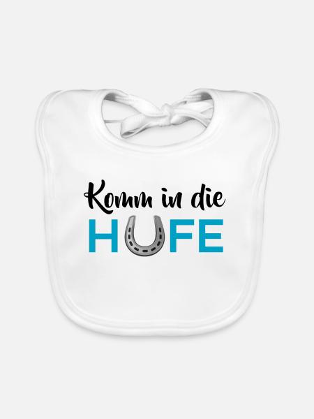 Komm in die Hufe - Baby Bio-Lätzchen - Weiß - Vorne