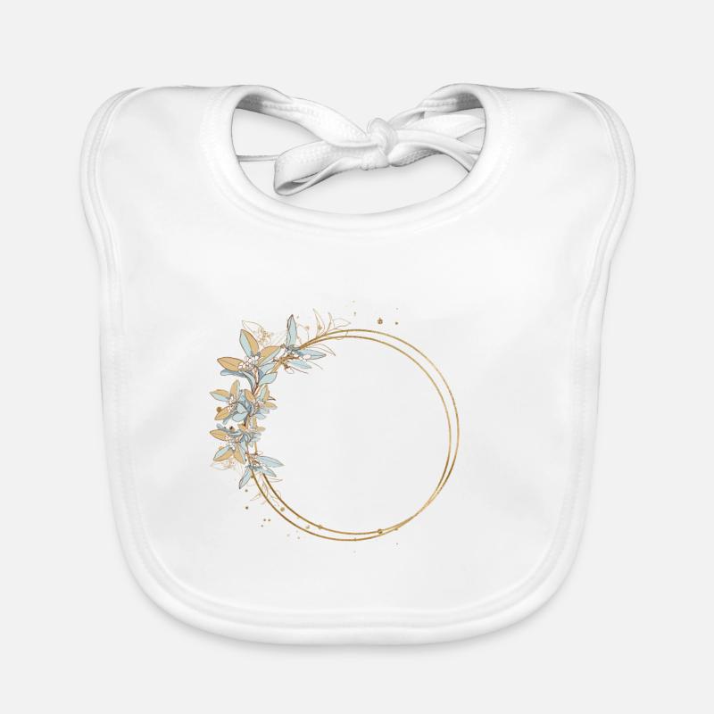 Eucalyptus Blue Gold Circle customizable Organic Baby Bibs