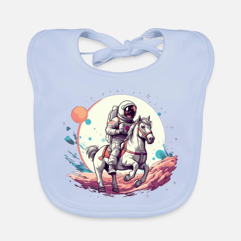 Astronaut auf Pferd im All Baby Bio-Lätzchen