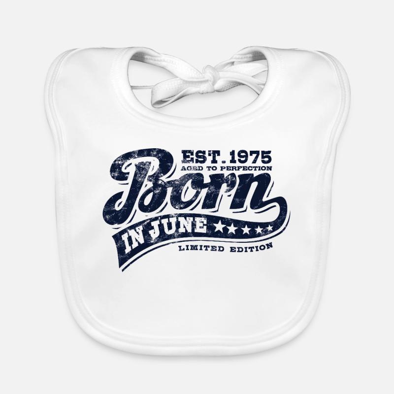 Born in June 1975 - Birthday - Gift Organic Baby Bibs