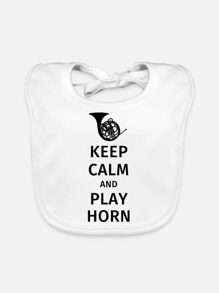 keep calm and play horn - Bavoir bio Bébé - blanc - Devant