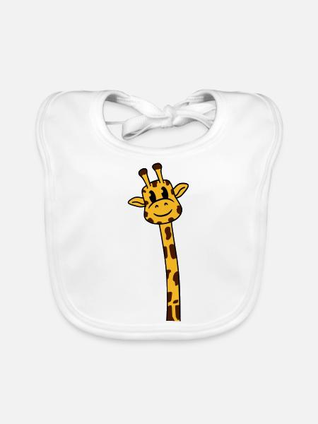 Lustige langer Hals Giraffe Coole Niedliche Tiere - Baby Bio-Lätzchen - Weiß - Vorne