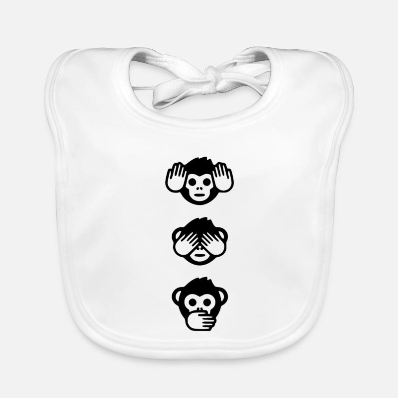Three Wise Monkeys Motif Organic Baby Bibs