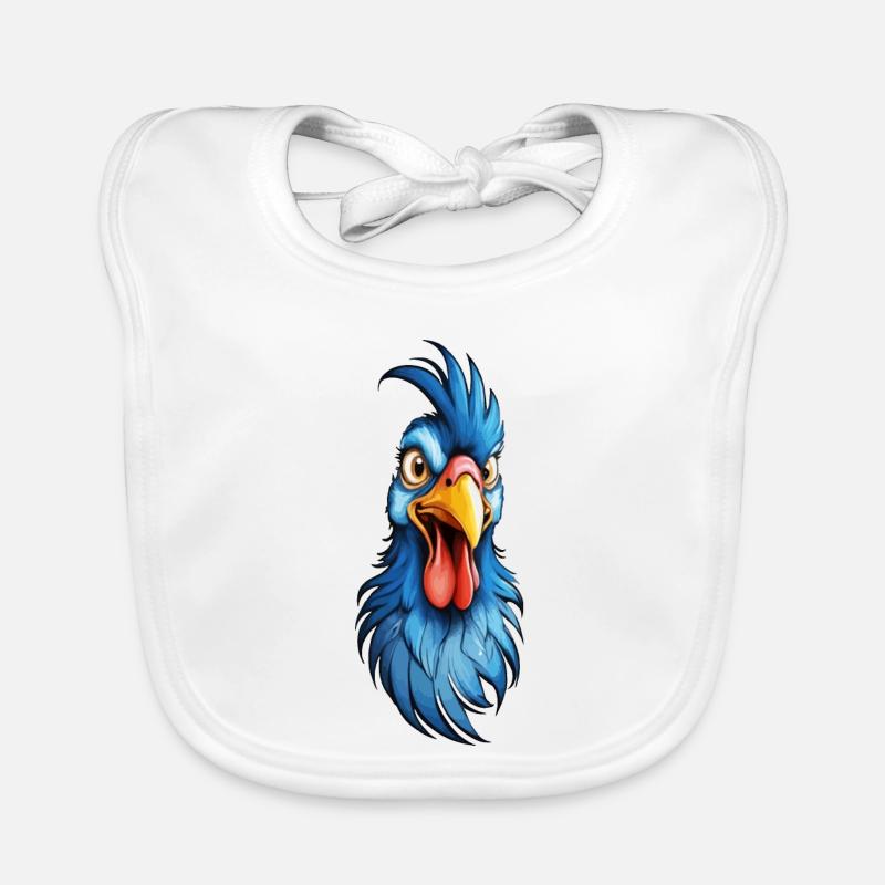 Un coq à plumes bleues Bavoir bio Bébé