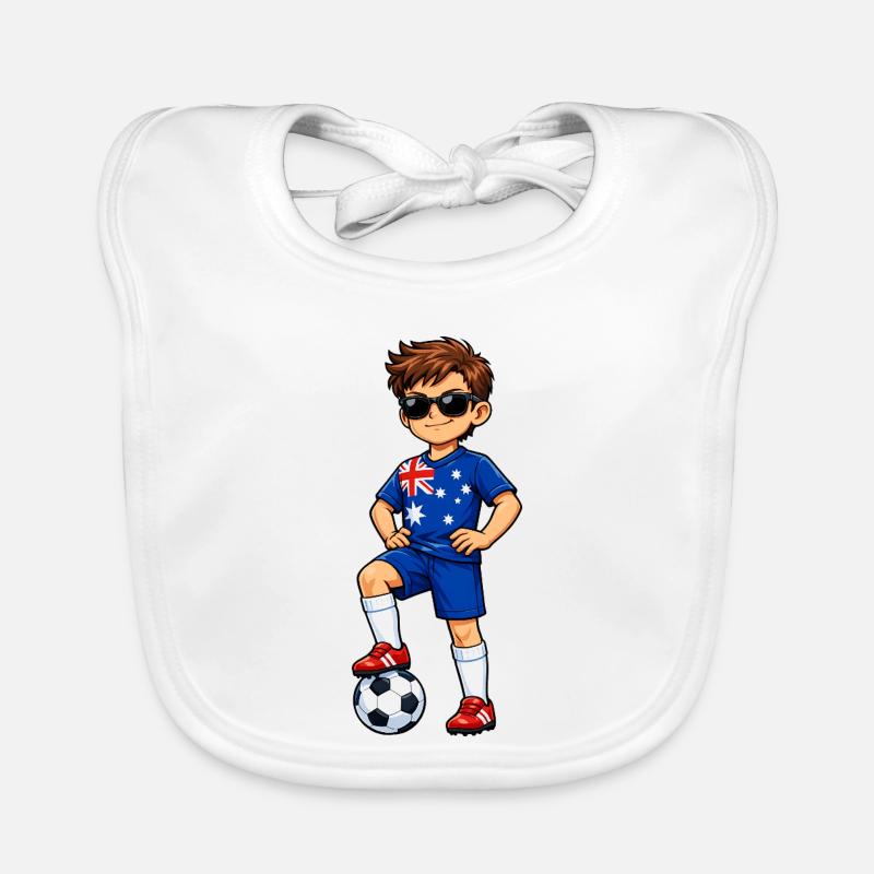 Soccer Boy Fan d’Australie Drapeau australien Bavoir bio Bébé