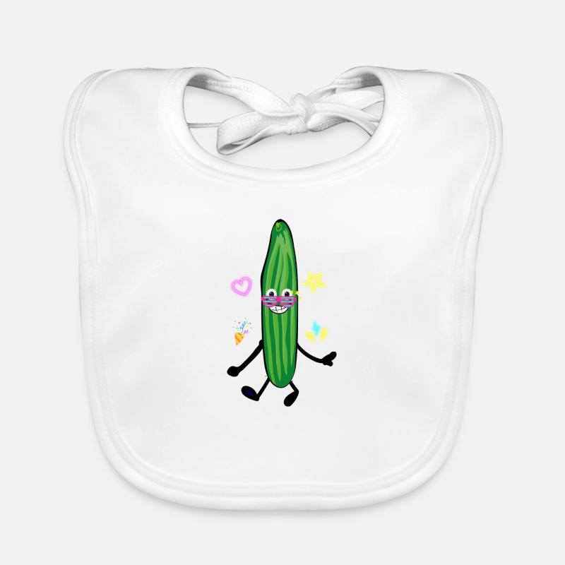 Concombre heureux,Concombre, Bande dessinée,Fête, Rétro Bavoir bio Bébé