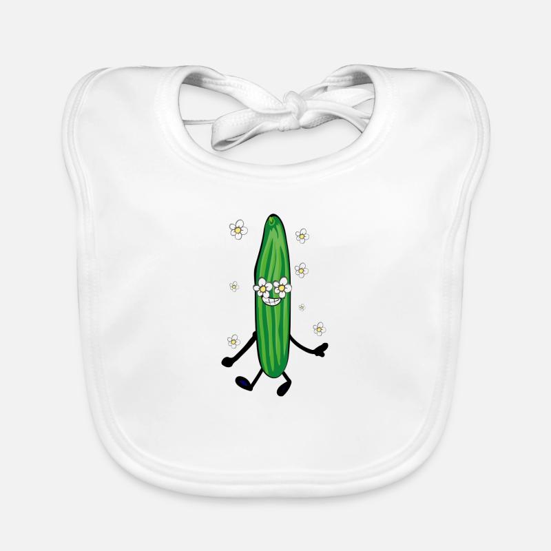 concombre, fleurs, bande dessinée, flower power Bavoir bio Bébé