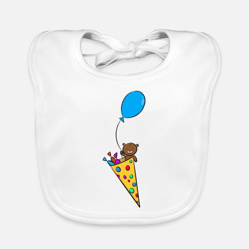 Ours en cartable - Bavoir bio Bébé - blanc
