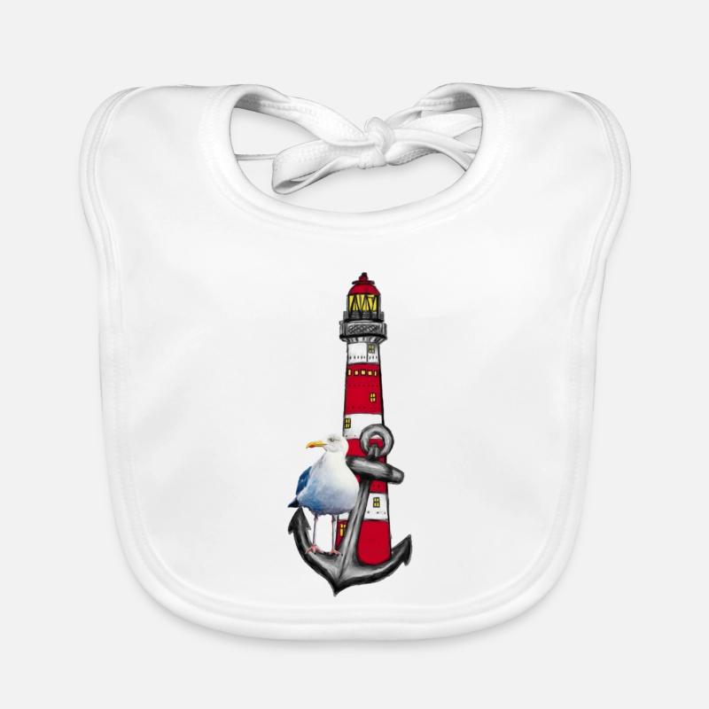 Phare Plage Oiseau Graphique Ancre Bavoir bio Bébé