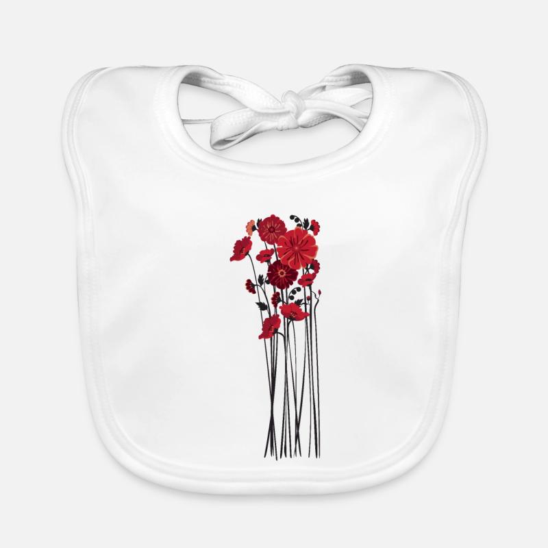 Illustration de fleurs de galets - Bavoir bio Bébé - blanc