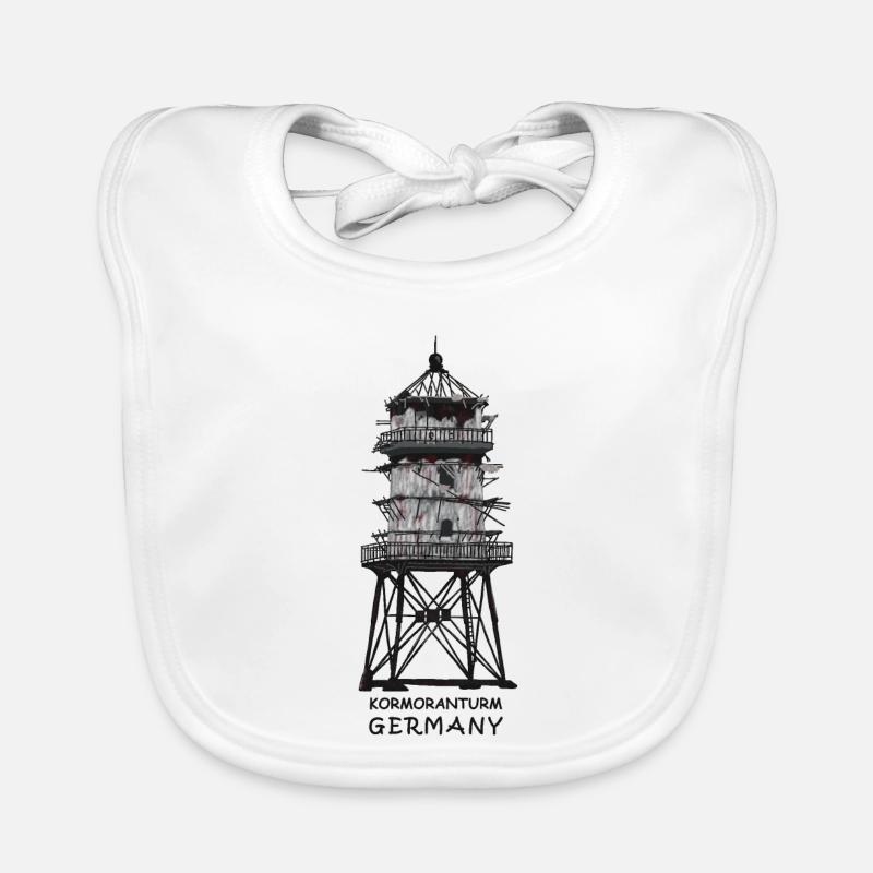 Cormorant Tower, Old Lighthouse, North Sea Coast Organic Baby Bibs