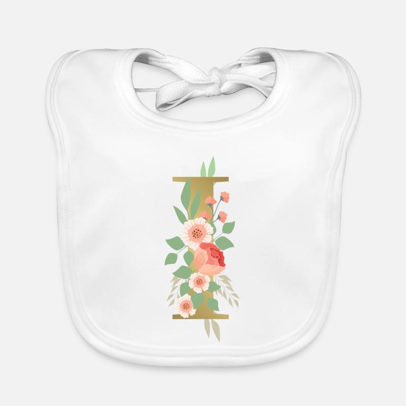 Eleganter Buchstabe 'I' mit Blumen Baby Bio-Lätzchen