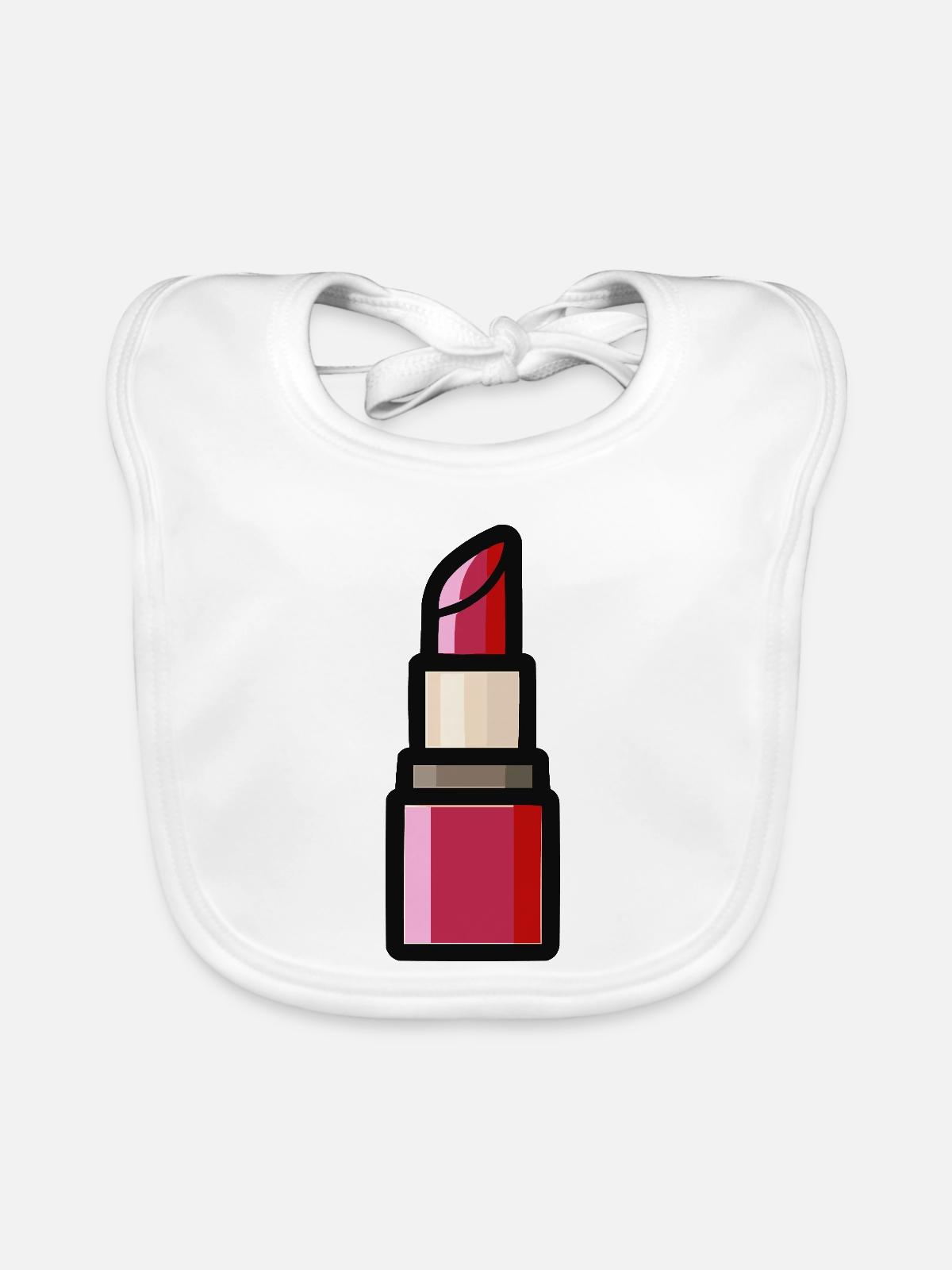 Lippenstift Illustration - Baby Bio-Lätzchen - Weiß - Vorne