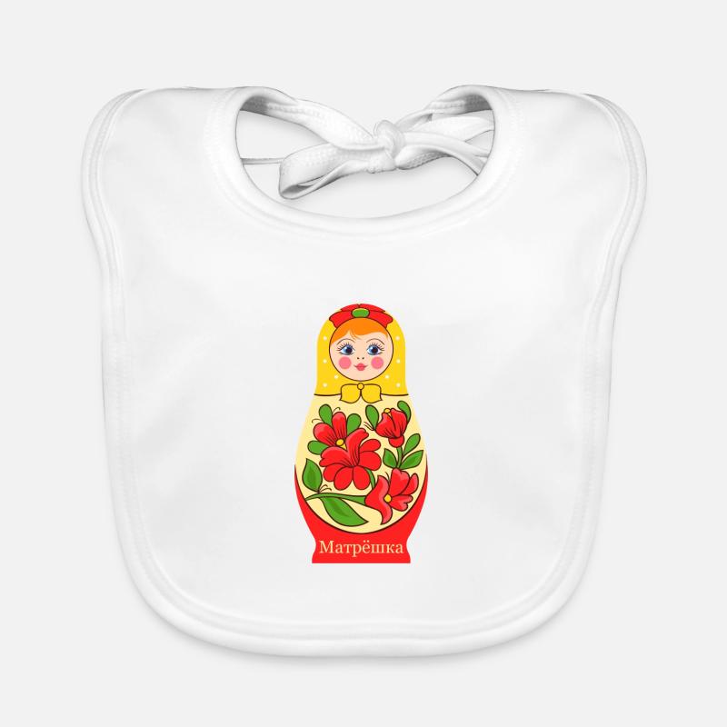 Matryoshka, une poupée russe Matroshka - Bavoir bio Bébé - blanc