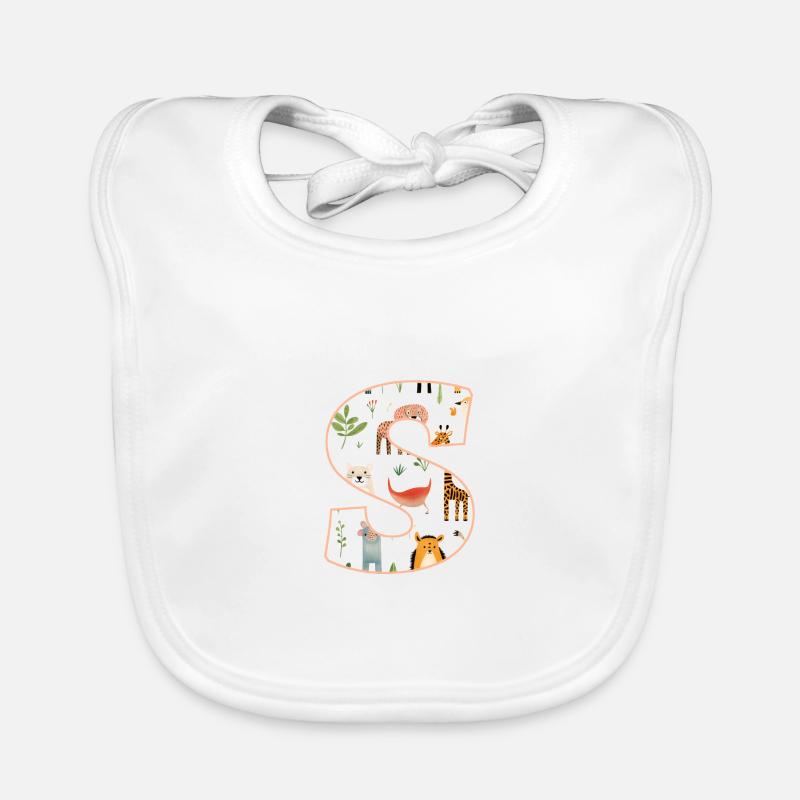 Buchstabe S, Monogramm, Tiermuster Baby Bio-Lätzchen