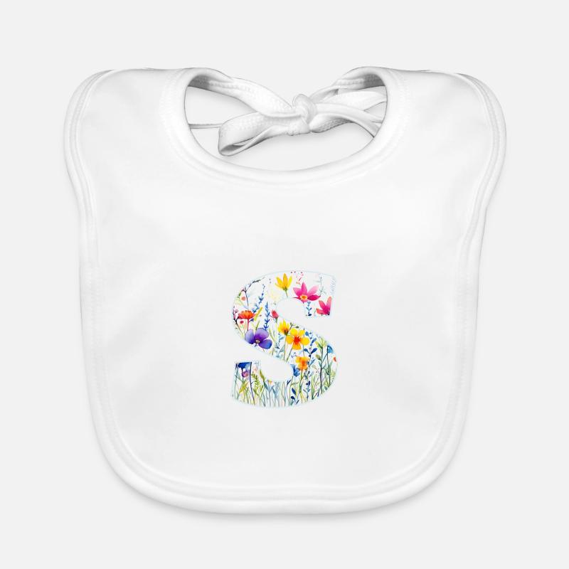 Buchstabe S, Monogramm, Blumenmuster Baby Bio-Lätzchen