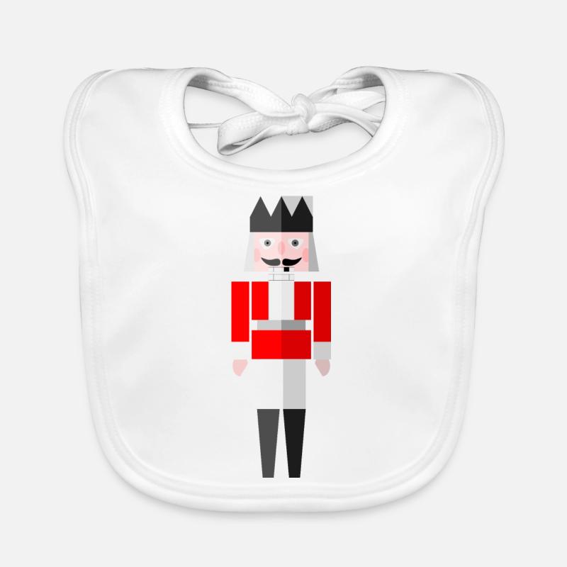 Weihnachtsgrafik Nussknacker Rot by Cultform - Baby Bio-Lätzchen - Weiß