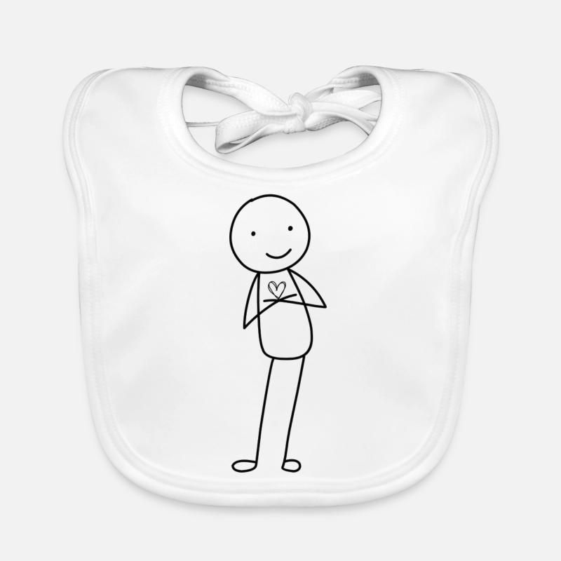 Strichmännchen mit Herz Baby Bio-Lätzchen
