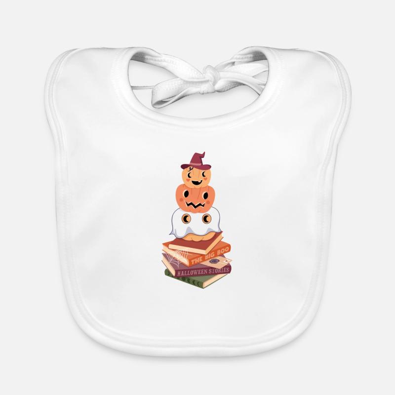 Pumpkins on Halloween Book Stacks Organic Baby Bibs