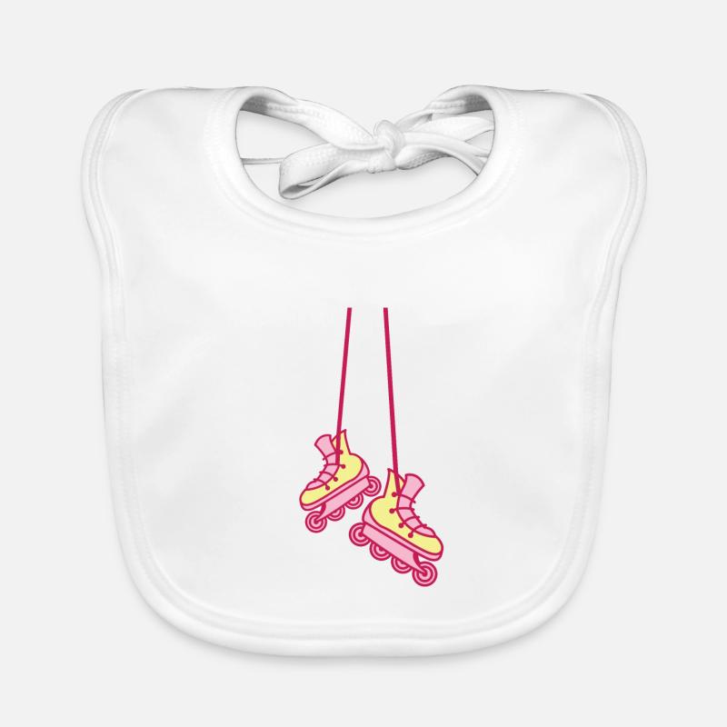 hanging rollerblades in pinks cute RETRO Organic Baby Bibs