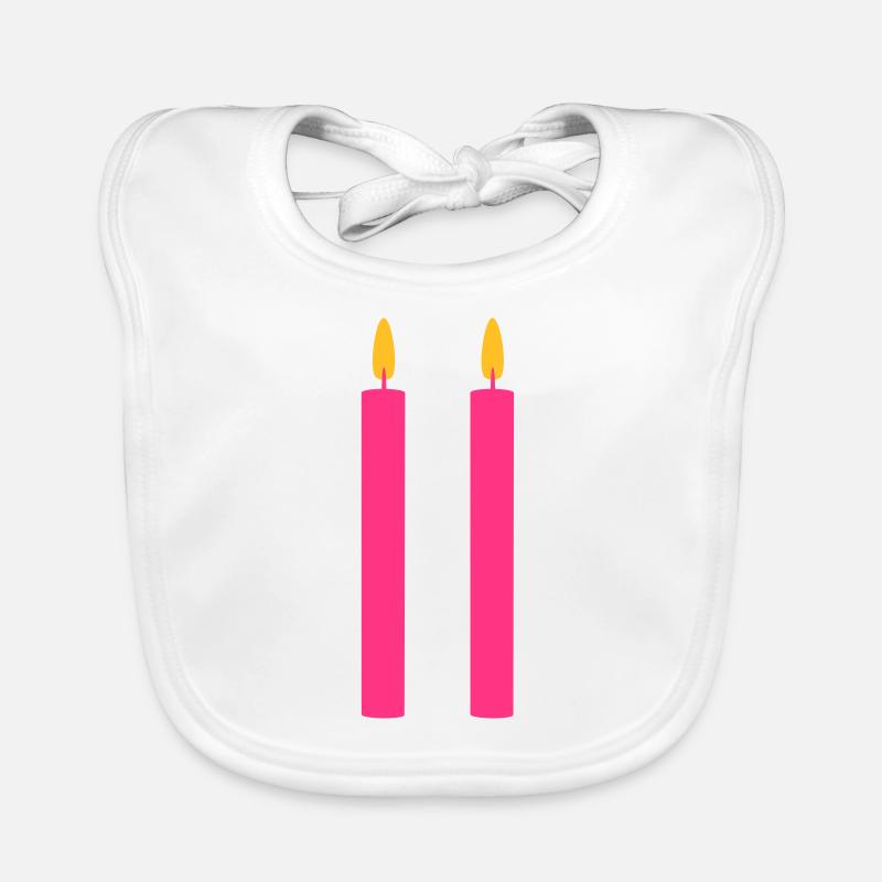 2 Candles / / two / / Second Birthday / / second - Organic Baby Bibs - white