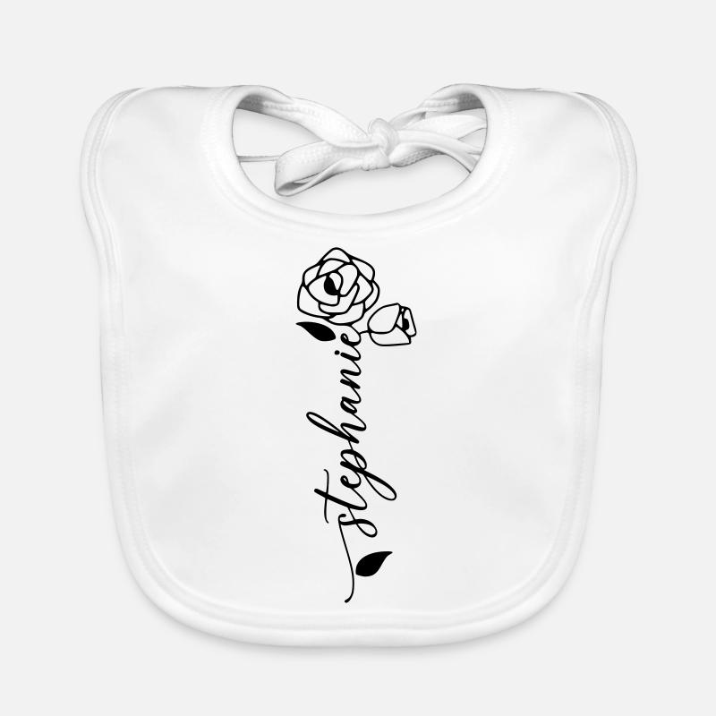 Stéphanie Nom Prénom Fleur Bavoir bio Bébé