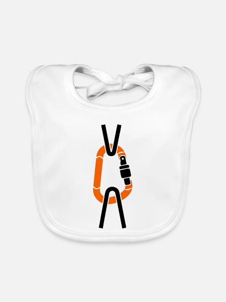 Carabiner Climbing Rope Arborist Alpinist - Organic Baby Bibs - white - Front