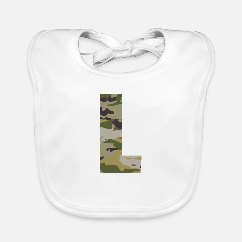 Camouflage letter L Organic Baby Bibs